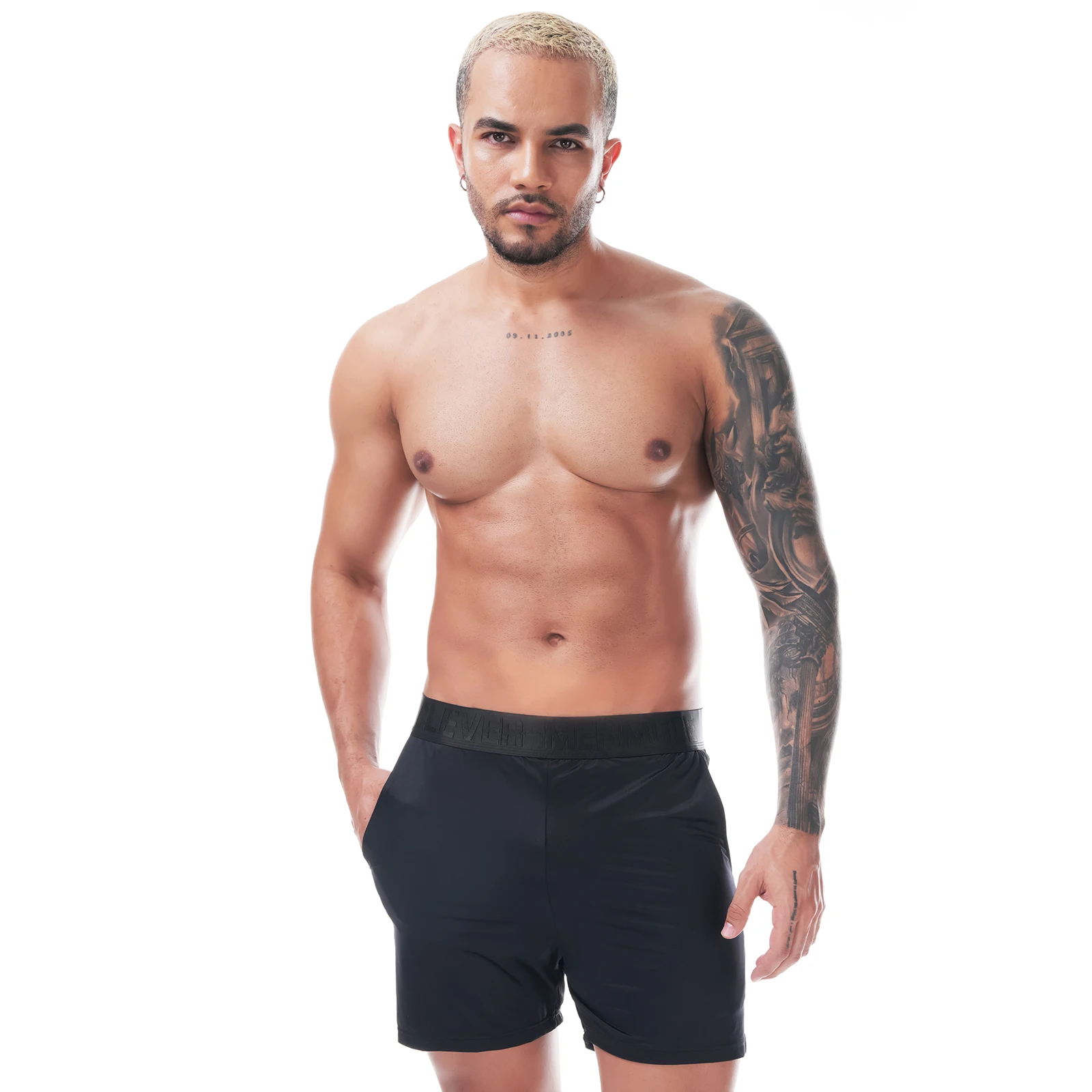 Glänzende Herren-Satin-Boxershorts mit breitem Bund, locker sitzende Boxershorts, glatte, dehnbare Lounge- und Schlafunterwäsche, Homewear-Unterhosen – Detail 18