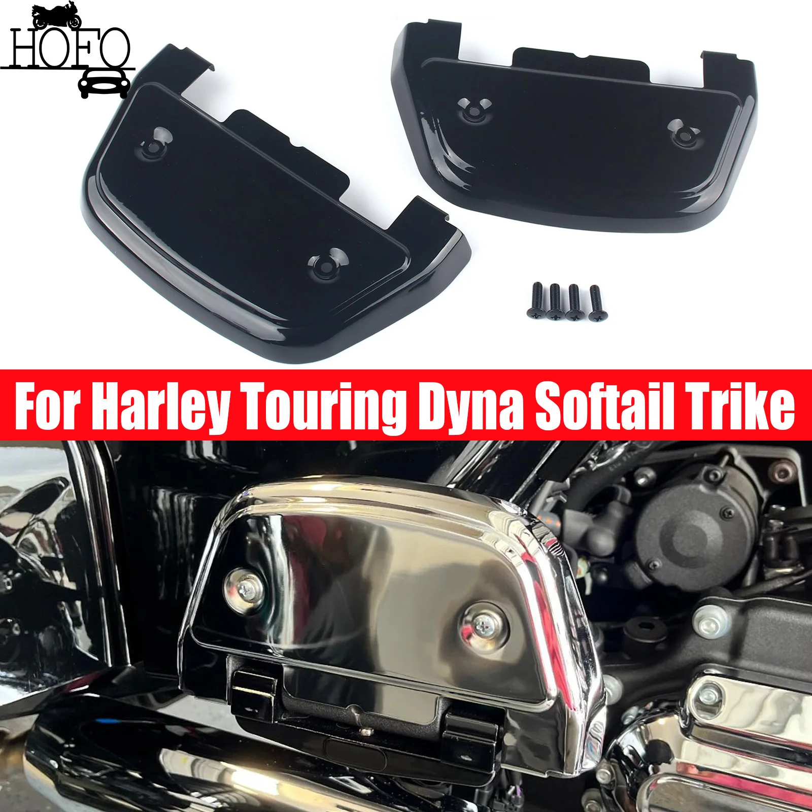 

Black Passenger Footrest Footboard Covers For Harley Touring Dyna Softail Trike