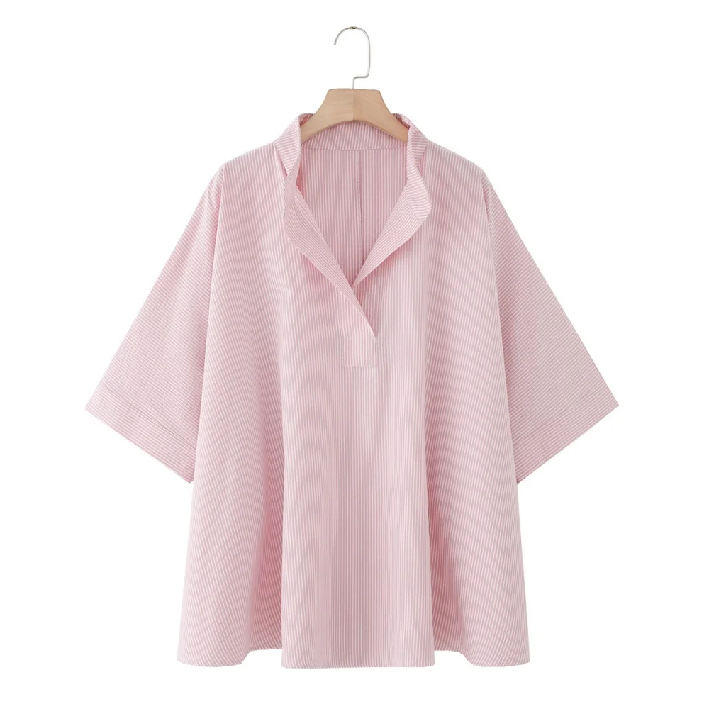 

UNIZERA women's striped loose cape style shirt with spring and summer new casual women's clothing