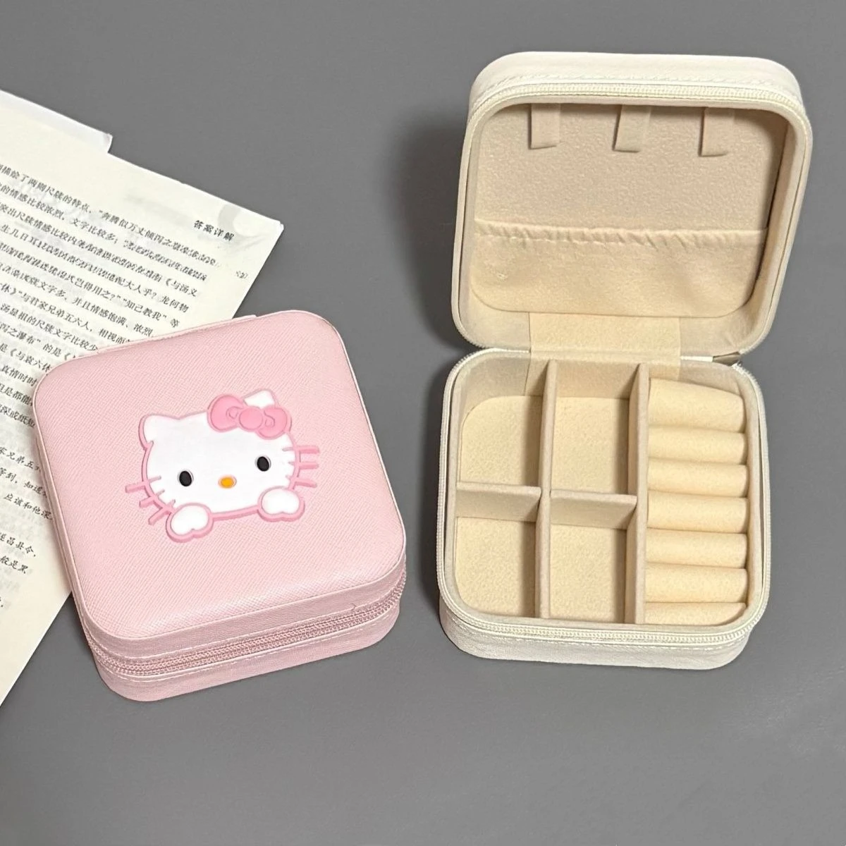 حار بيع جديد الوردي القط صندوق مجوهرات أقراط المحمولة حلقة لطيف صندوق تخزين السفر تخزين الإكسسوارات المدمجة الصغيرة