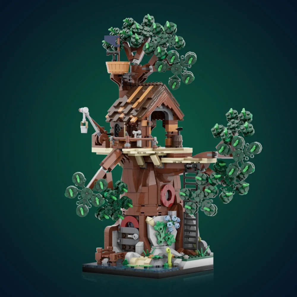 

MOC Forest Man Tree House Model Building Blocks Woodland Retreat Apartment Village FOREST BASE Architecture Brick Toy Giftt