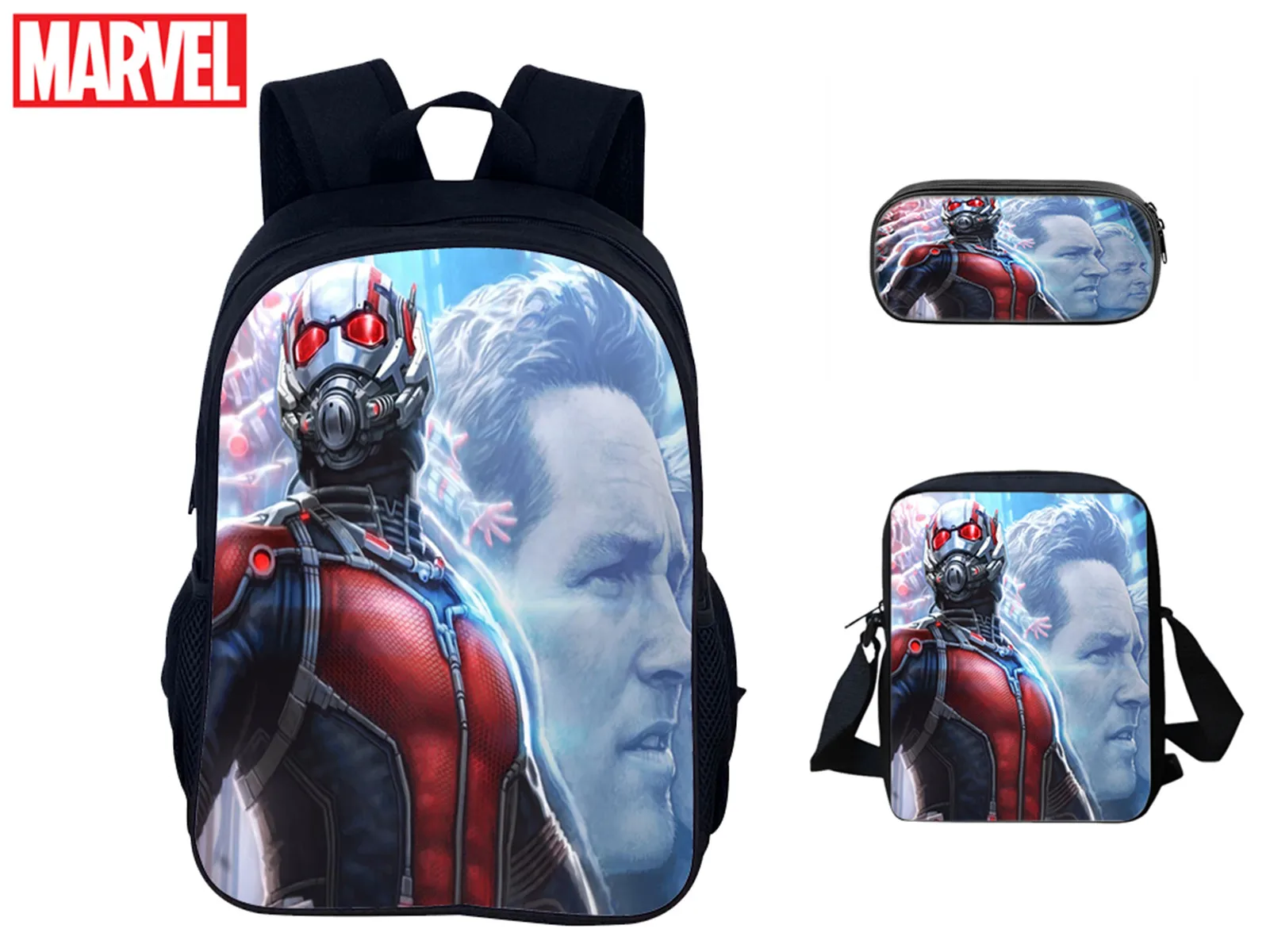 

Children Casual Backpack+Shoulder Bag+Pen Case 3Pcs Set,Ant-Man Graphic Bookbag for Elementay School