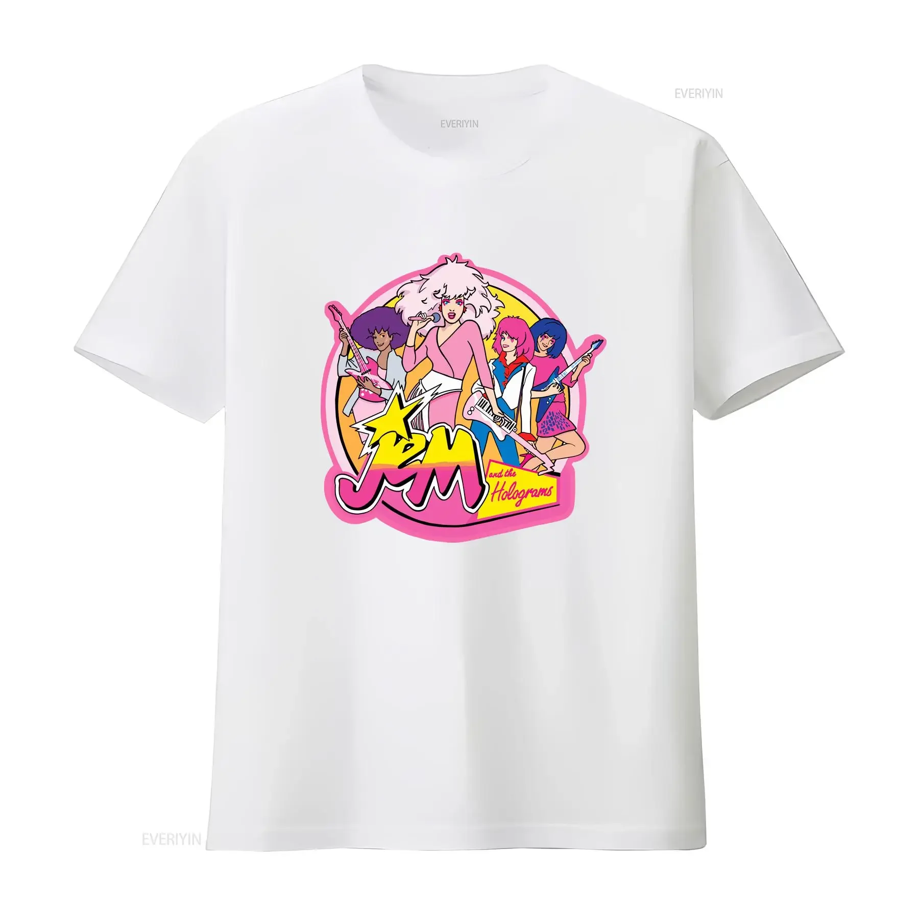 جيم و الهولوغرام تي شيرت للأطفال الصيف فتاة 80's المرأة الكرتون الصيف ستار SweaT خمر غسلها عادية أنيقة