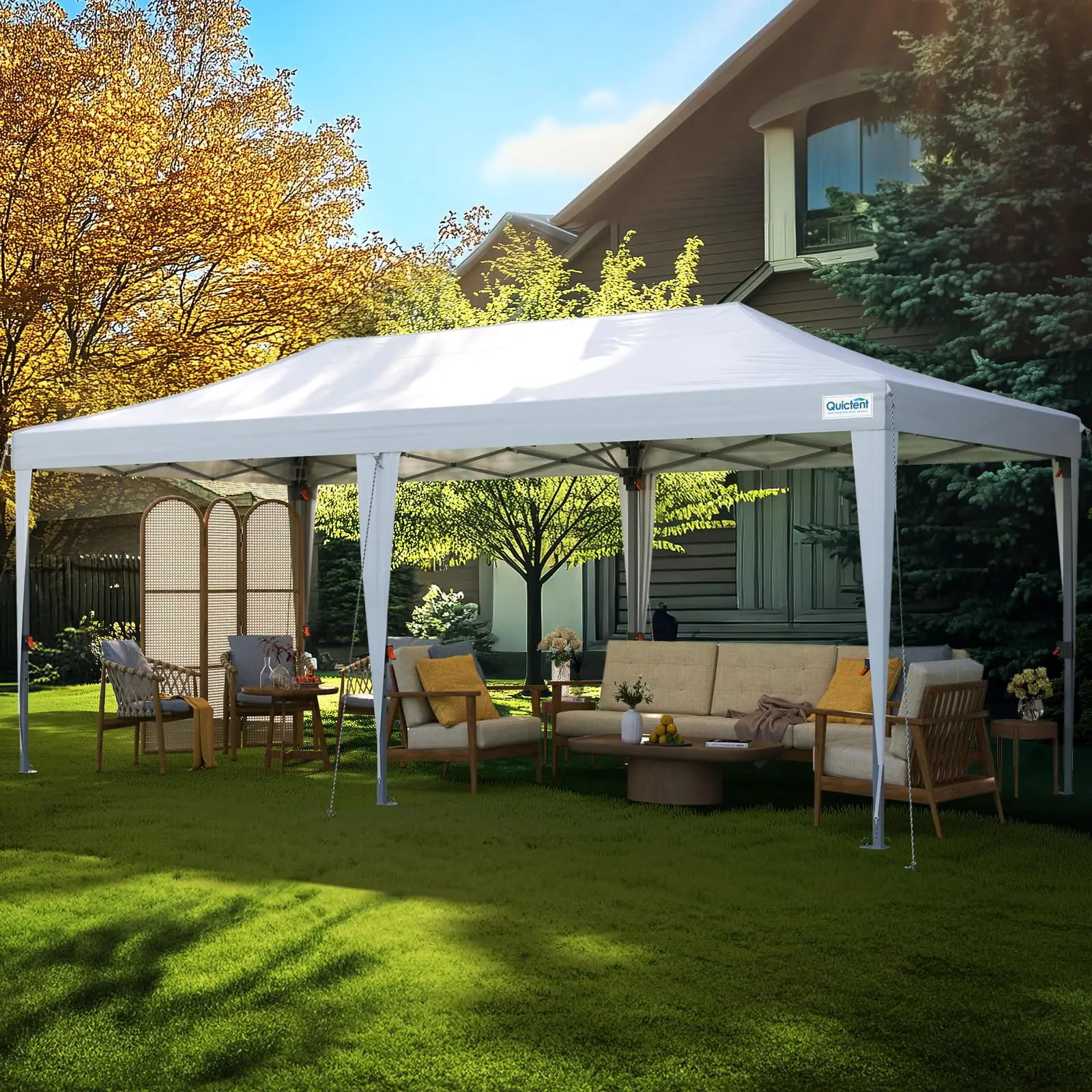 10x20FT Pop Up Canopy Tent Without Sidewalls | Heavy Duty Party Tent for Outdoor Events Weddings, Easy Setup Carpas