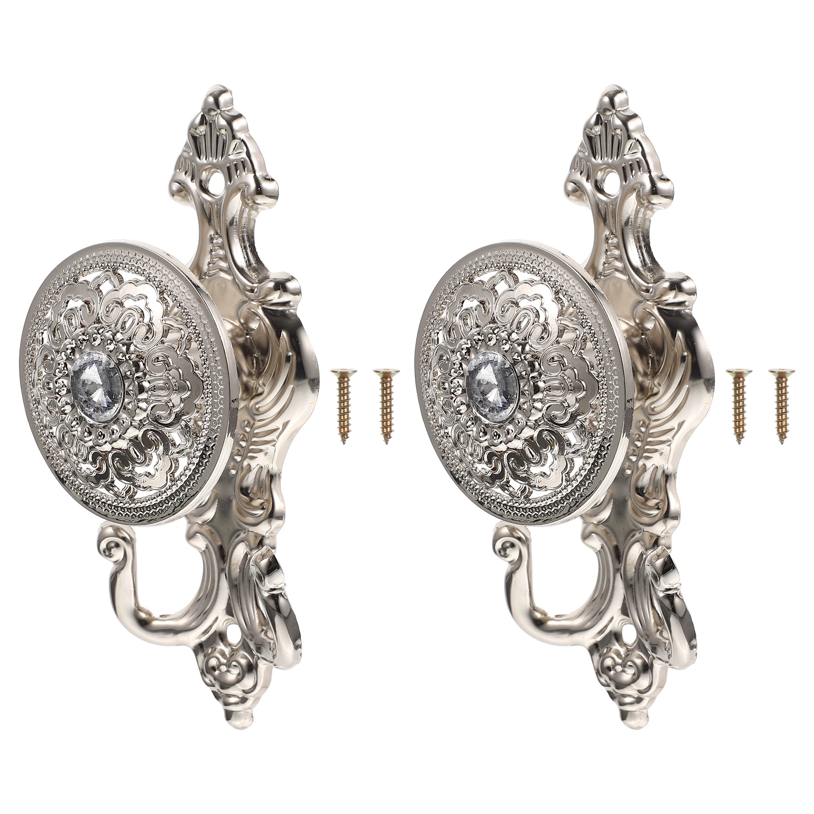 

2pcs Rhinestone Hook Set Vintage Curtain Pothooks Decorative Alloy Hooks For Curtains Window Drapes Tiebacks Home Decoration