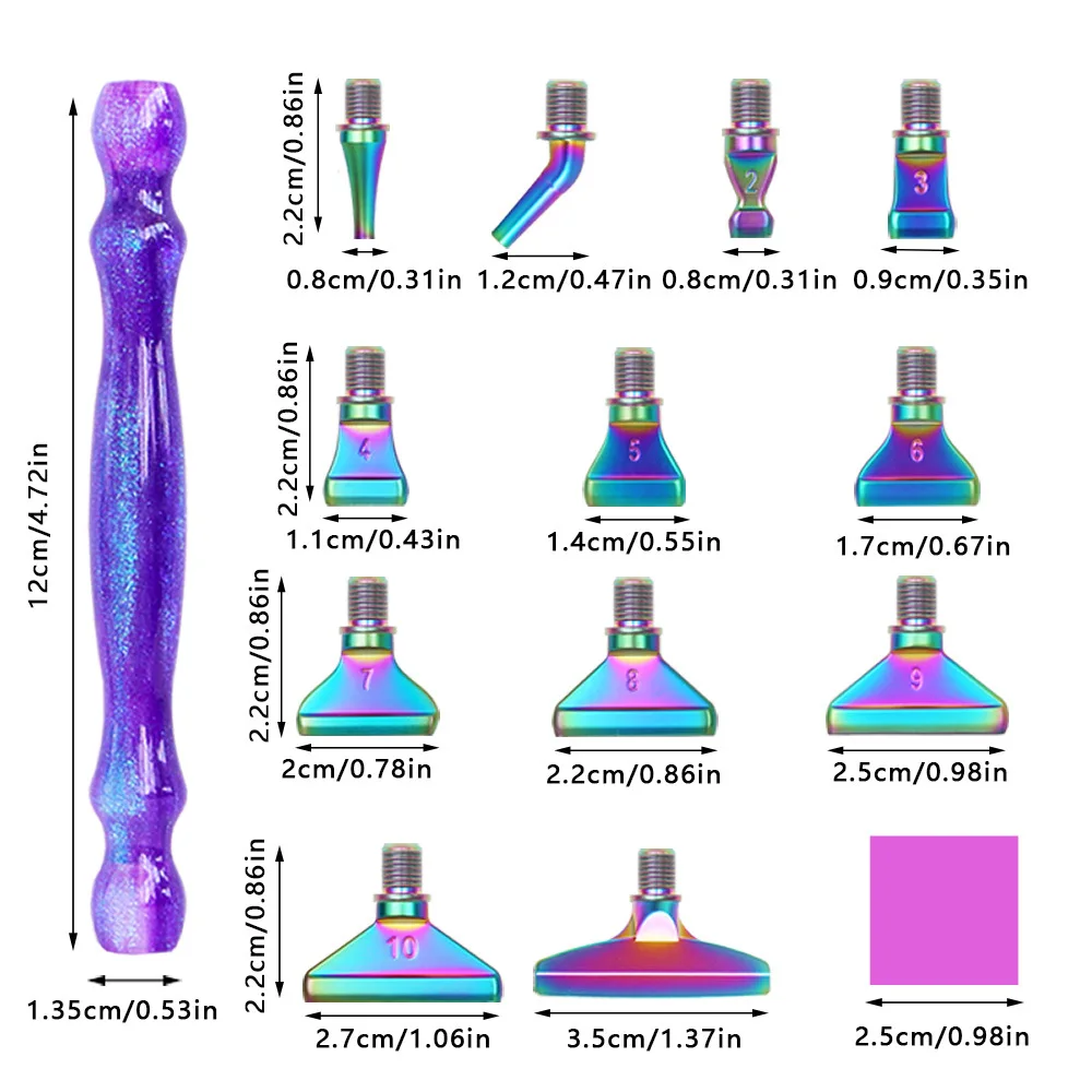 5D Resin Diamond Painting Pen With Metal Replacement Pen Heads Multi Placers Crystal Point Drill Pens for DIY Diamond Nail Art T