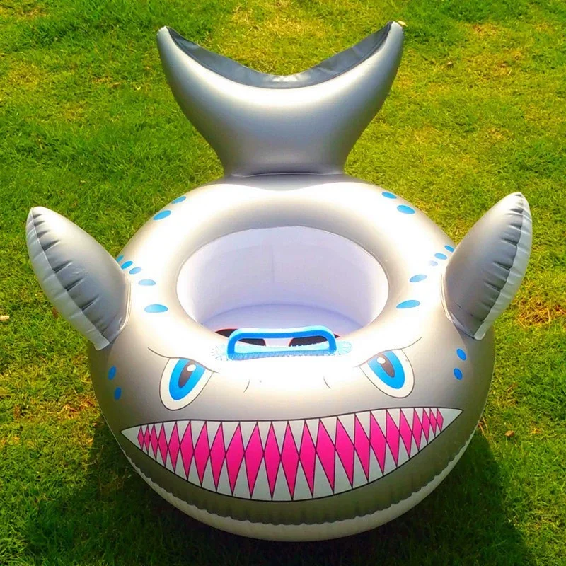 Aufblasbares Spielzeug mit Cartoon-Hai-Motiv für Jungen und Mädchen, PVC-Wasserspielzeug, Schwimmen, schwimmender Sitz, Boot, Sommer, Außenpool, Wasser, aufblasbarer Ring