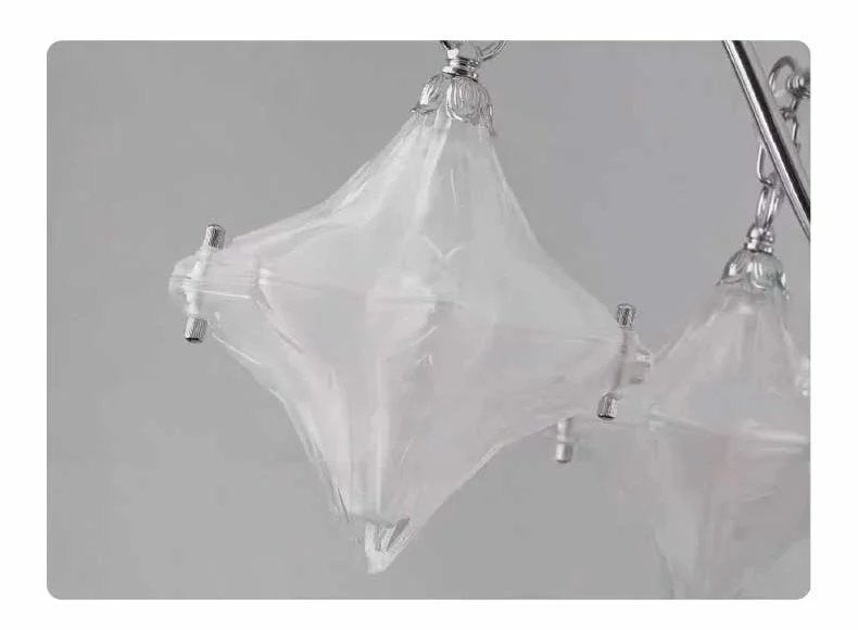 Glass Star E14 Chandelier French Chrome Iron