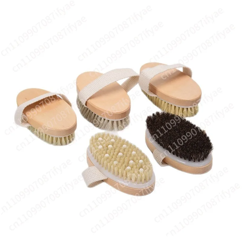 Wooden body rubbing artifact wet and dry exfoliating bristles bath brush
