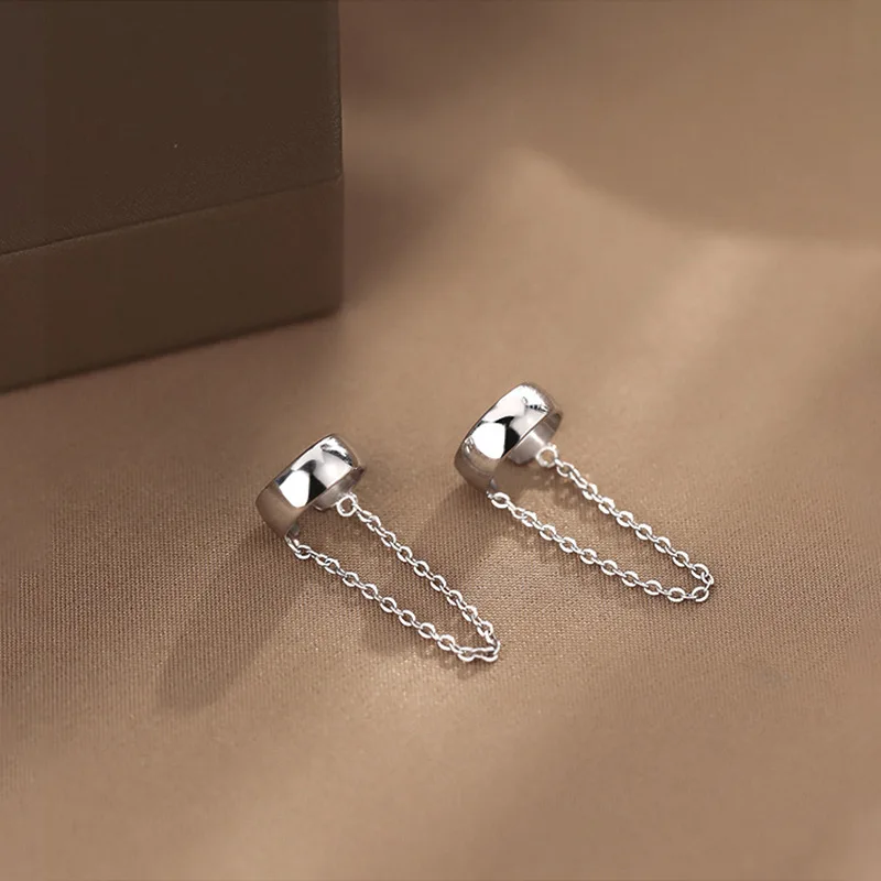 1PC Korean Long Tassel Ear Cuff  Earrings for Women Small Fresh C Shaped Ear Bone Clip Chain Dangle Earring Fashion Punk Jewelry