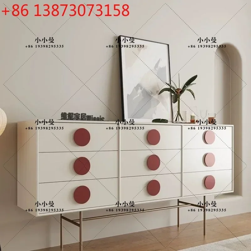 Solid wood cream style simple modern living room storage bedroom storage dopamine cabinet