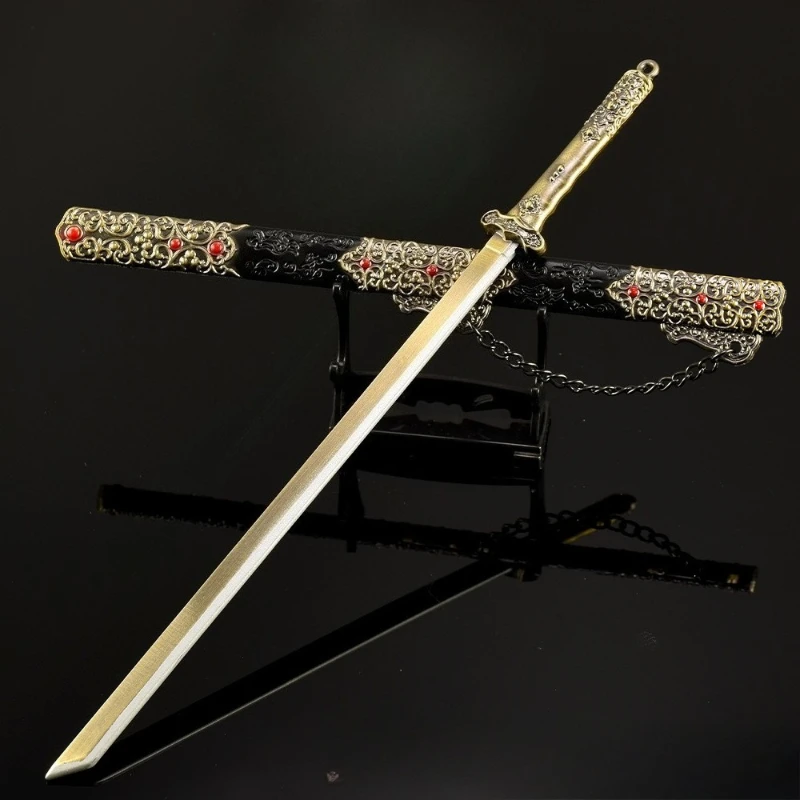 30cm/11.81in china animação arma periférica modelo espada geral tang faca com bainha brinquedo espada metal artesanato ornamento presente