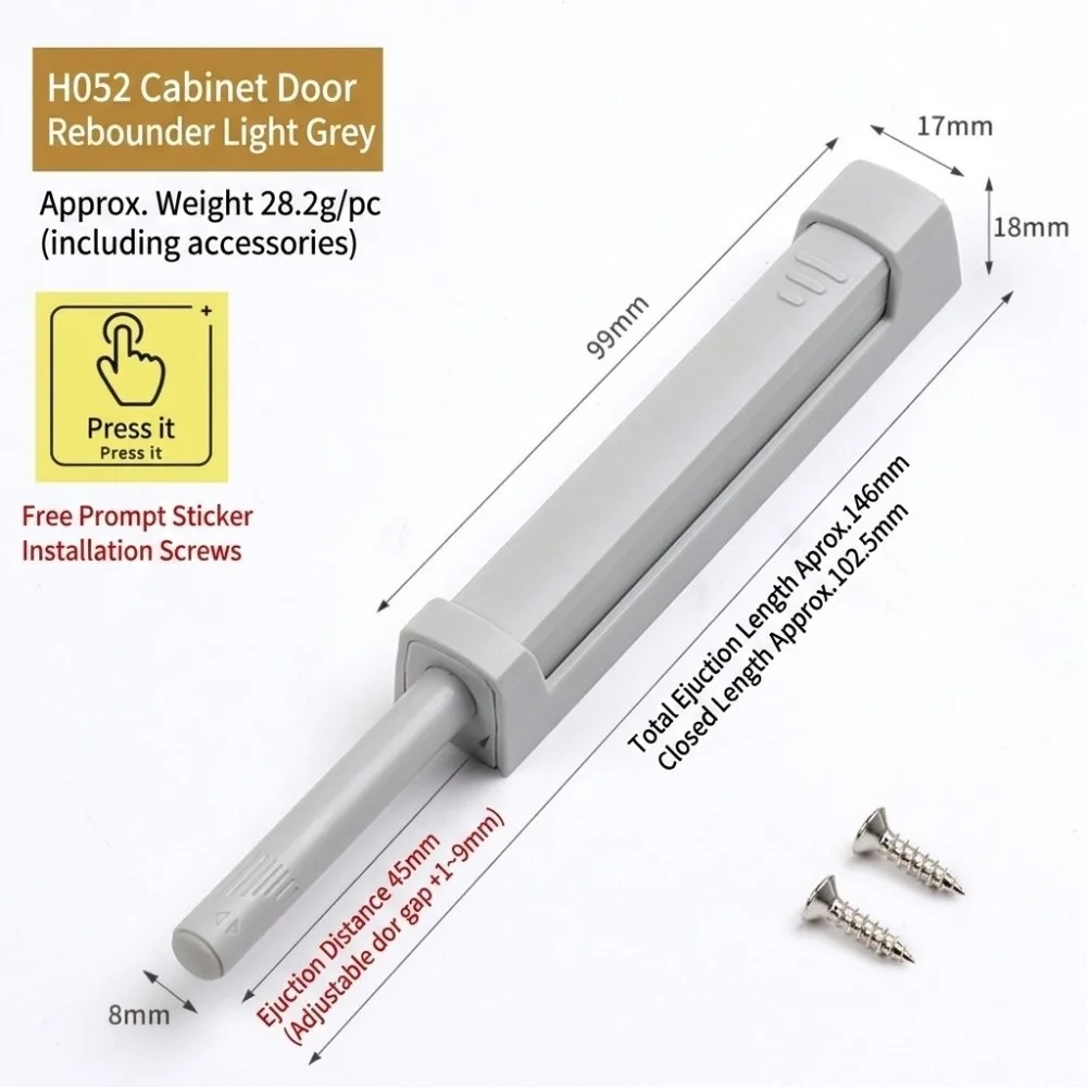 Plastic Push to Open Door Catcher Press to Open Self Rebounding Cabinet Door Latch Heavy Duty Buffer Damper