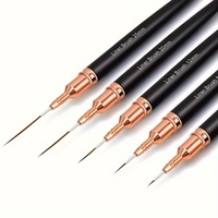 5pcs Professional Black Nail Art Liner Brushes Set - Precision Detail Striping & Fine Line Pens for Stunning Flower Painting