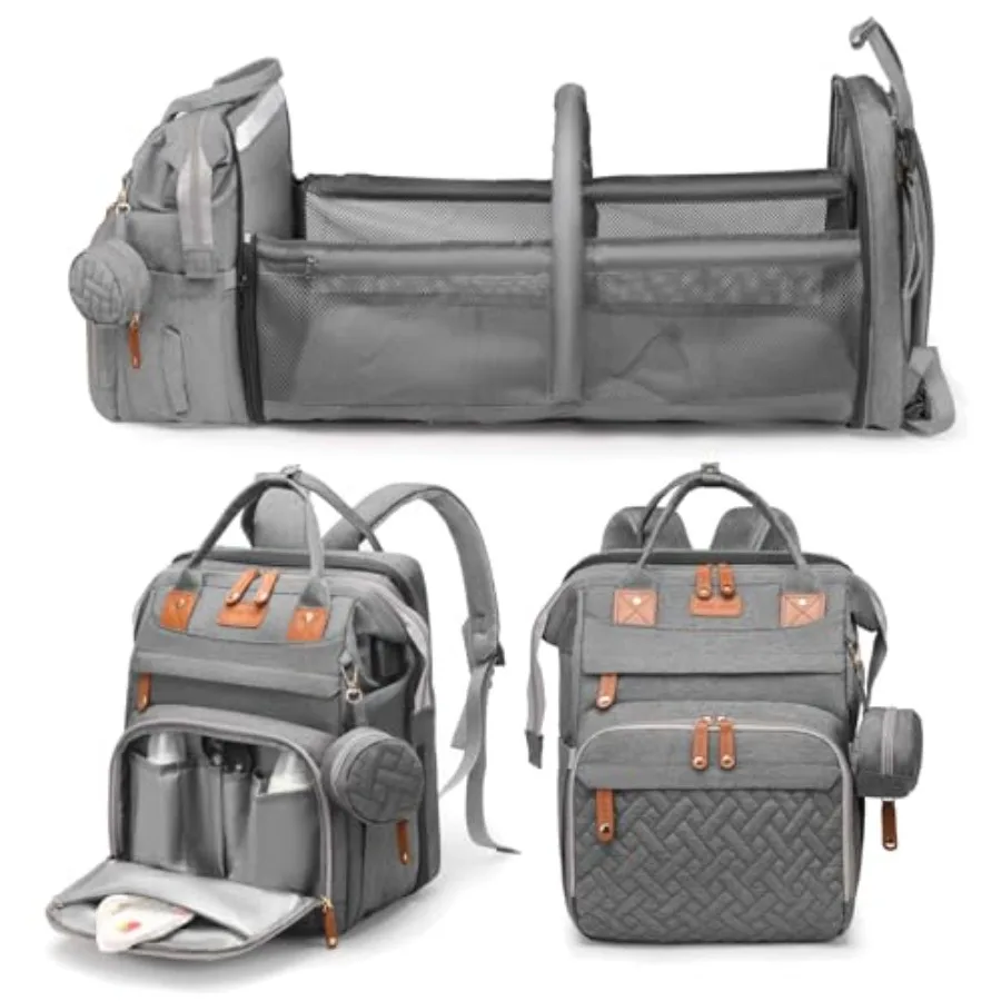 Jeryswet Baby Diaper Bags with Changing Station Waterproof Large Capacity Diaper Bag Backpack for Moms Dads with USB Charging P