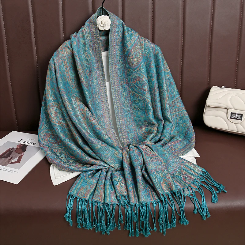 New Winter Women Cotton Jacquard Scarf Big Shawl Fashion Elegant Lady Long Printing Decorate Scarves Sun Protection Bandana