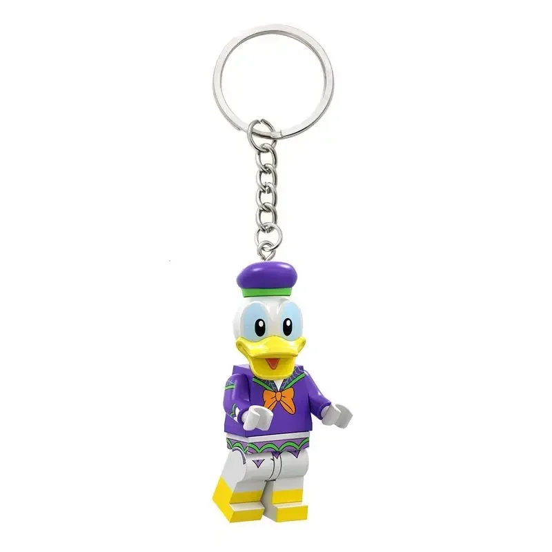 Hello Kitty Mickey Donald Duck Three-Eyed Boy Cute Kawaii School Bag Pendant Couple Building Block Doll Keychain Holiday Gift