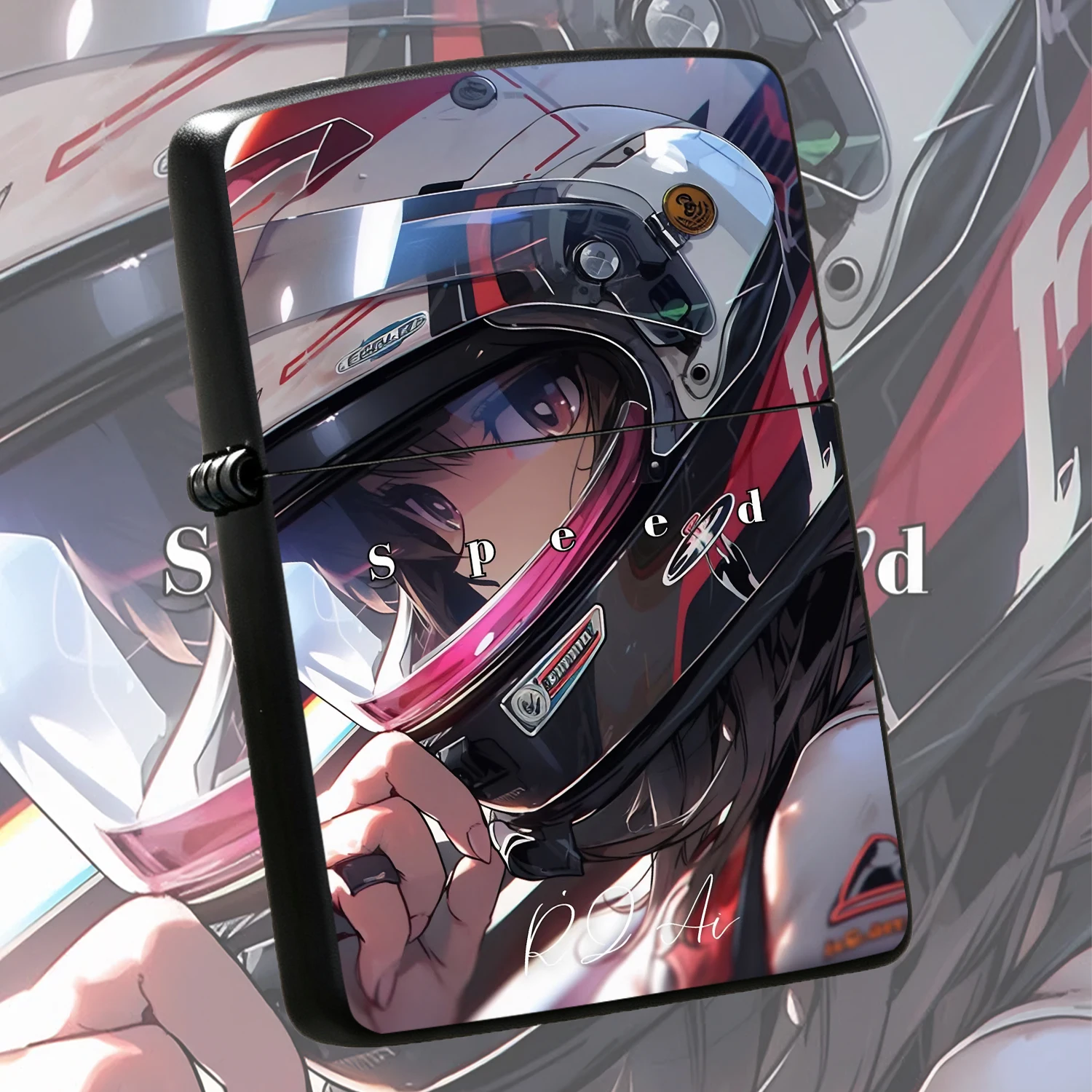 Anime Racing Girl Themed Lighter Cool Speed Stylish Design Portable Accessory For Outdoor Camping Daily Use Ideal Thoughtful Gift For Friends And Hobbyists Versatile For Multi Scenarios Exquisite Detail Unique Souvenir Present Interesting A