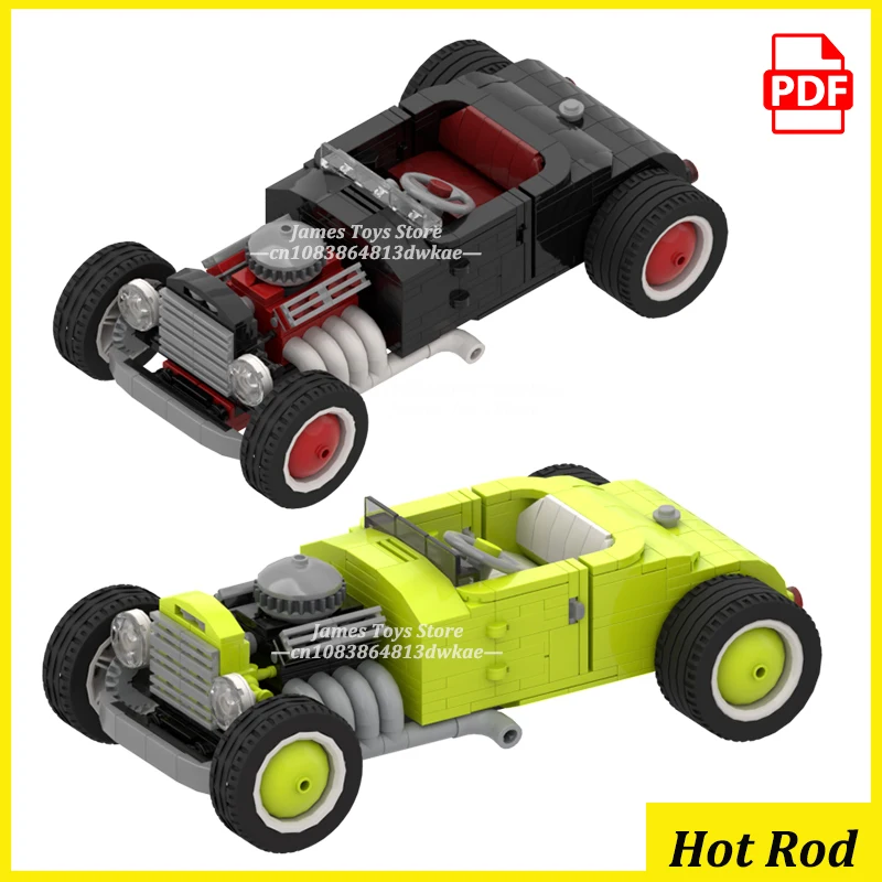 

MOCBUILDING Blocks Classic Hot Rod Car Bricks Construction Technology Vehicle Retro Car Display Model Boys Gift