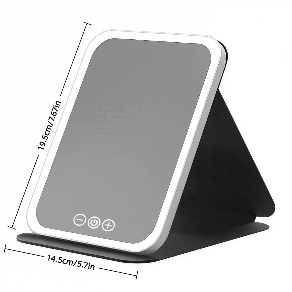 3色ライトLED化粧鏡折りたたみ式角度調整可能フィルライトバニティミラーポータブル充電式フェイシャルメイクアップミラー