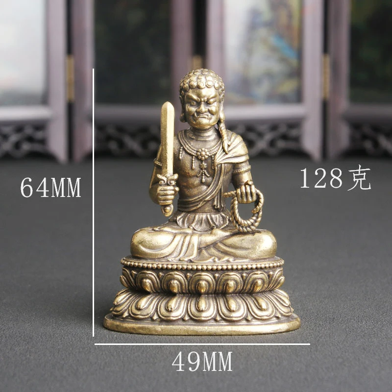 Vintage Brass Fudo Myoo Buddha Desktop Ornament Sculpture Worship Statue Craft Collectible Antique Bronze Ware Who