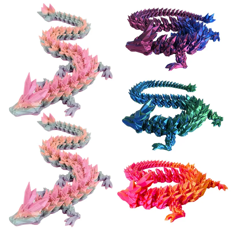 3D Printed Dragon Colorful Crystal Printed Animals 3d Printed Figures Snake Year Ornament House of Dragons New Year Gifts