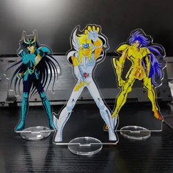 Japan Hot Anime Saint Seiya Figures Hyoga Shiryu Acrylic Stands Saori Kido Character Model Plate Desk Decor Props Christmas Gift