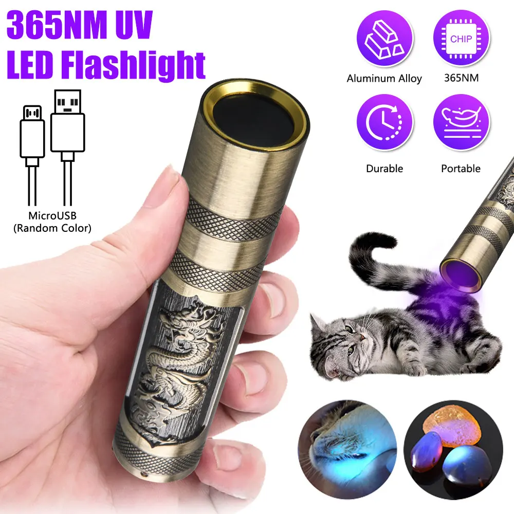 

5W UV Torch 365nm Mini Flashlight Blacklight USB Rechargeable Light Ultraviolet Flashlight for Pet Urine Detector Resin Curing