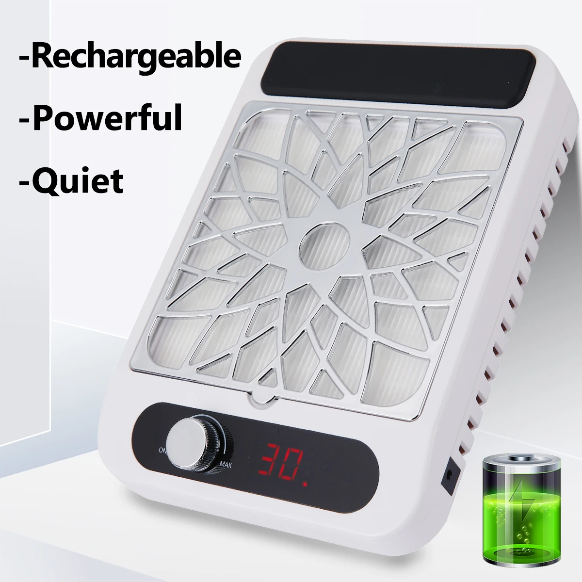Rechargeable 3000RPM Nail Dust Collector Adjustable Suction Nail Dust Extractor Manicure Fan Vacuum Cleaner for Salon Use