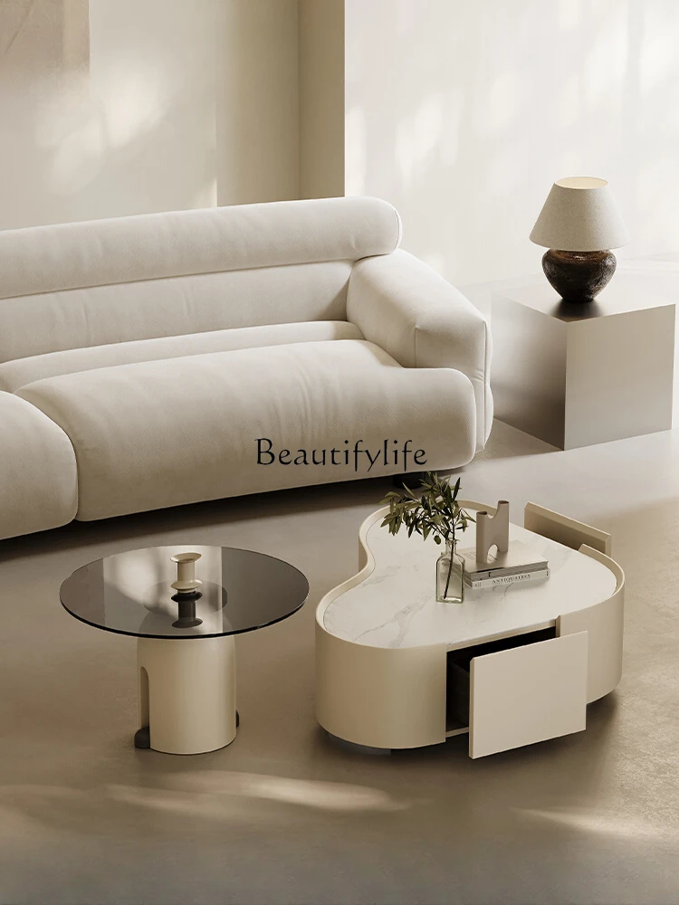 Minimalist Microlite Coffee Table Living Room Home Small Apartment Designer Special-Shaped Size round Coffee Table