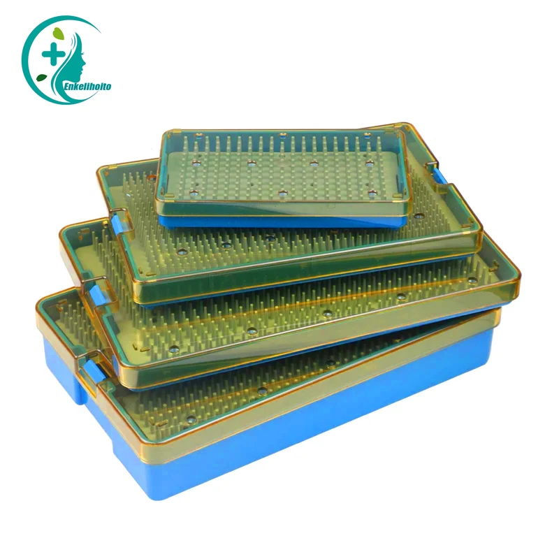 

4 sizes available Sterilization Tray Case with Silicone Mat Sterilization Box Autoclavable Disinfection Box