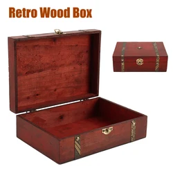 Wood Box Natural Wooden Vintage Lock Treasure Chest Jewellery Storage Box Home Storage Retro Wooden Keepsake Box for Art Hobbies