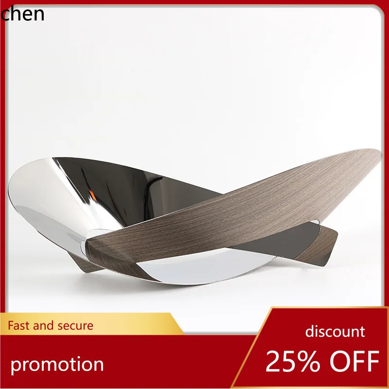 H1Simple and Creative Irregular Shaped Metal Wood Grain Fruit Tray Decorative Piece for Homestay and Living Room Soft Decoration