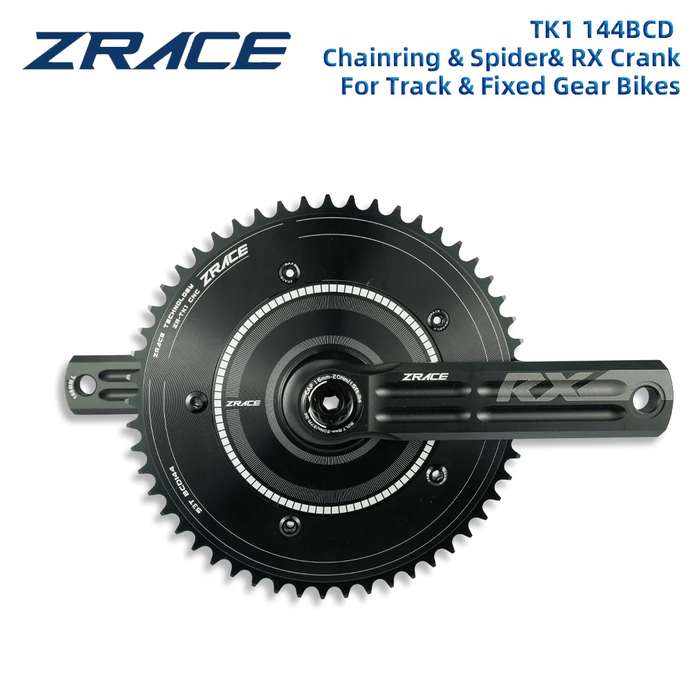 Juego de bielas de piñón fijo para bicicleta de pista ZRACE RX 144BCD 46T-50T Piezas de ciclismo con brazo de manivela de 165-175 mm