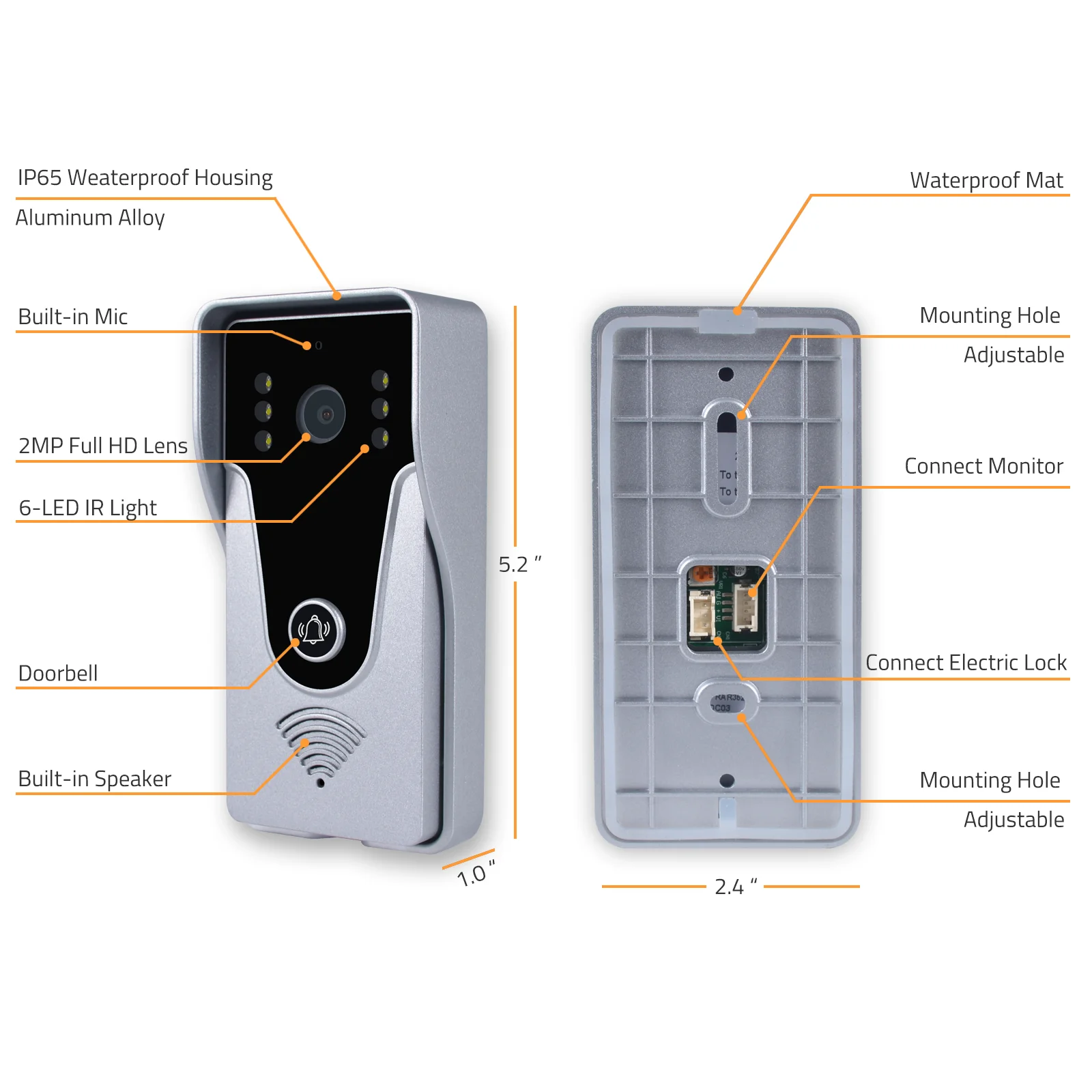 Sistema de intercomunicación de vídeo para el hogar, timbre de puerta inalámbrico inteligente con WiFi, Monitor de 1080P, 32G, visión nocturna,