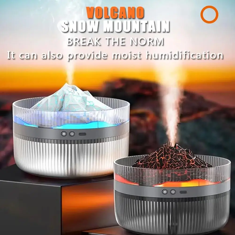 

RGB Volcano Aromatherapy Machine Humidifier Two-in-one Large Capacity Large Fog Volume Nano-level Atomization Visual Water Tank