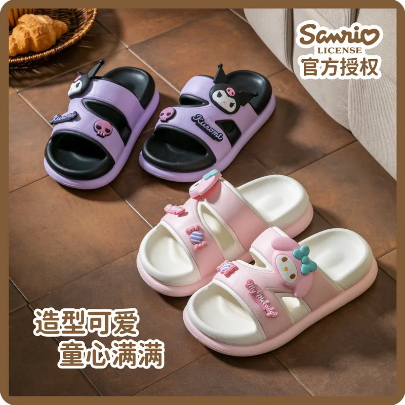 Sanrios Sandals New Hello Kitty Kuromi My Melody Pochacco Girls Soft Summer Indoor Home Slippers Soft-soled  Flat Shoes Gift Toy