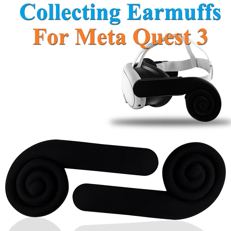 For Meta Quest 3 VR Ear Muffs Noise Reduction VR Earmuffs Sound Collection Noise-canceling Headphones Collecting Earmuffs