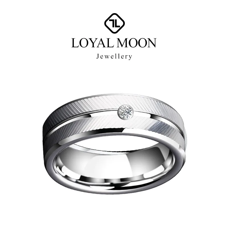 Loyal Moon Tungsten Carbide Rings For Men Women 7mm Width Brushed With High Quality Fine Jewelry,Customized