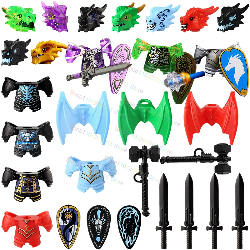 

QQ04-7 Building Blocks Heavy armor Undead Knight Dragon Knights MOC Assemble scene bricks accessories Action Figures Puzzle Toys