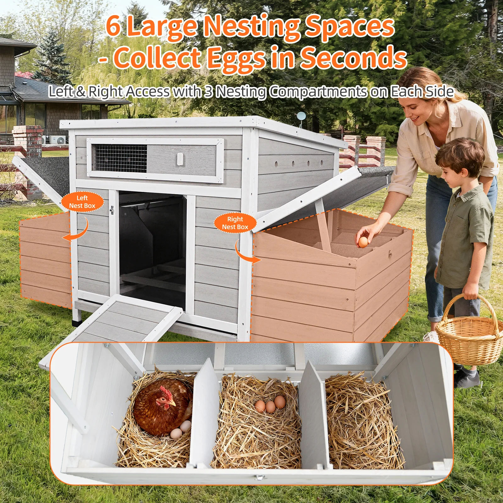 Large Wooden Chicken Coop Outdoor Hen House Poultry Cage for Outdoor