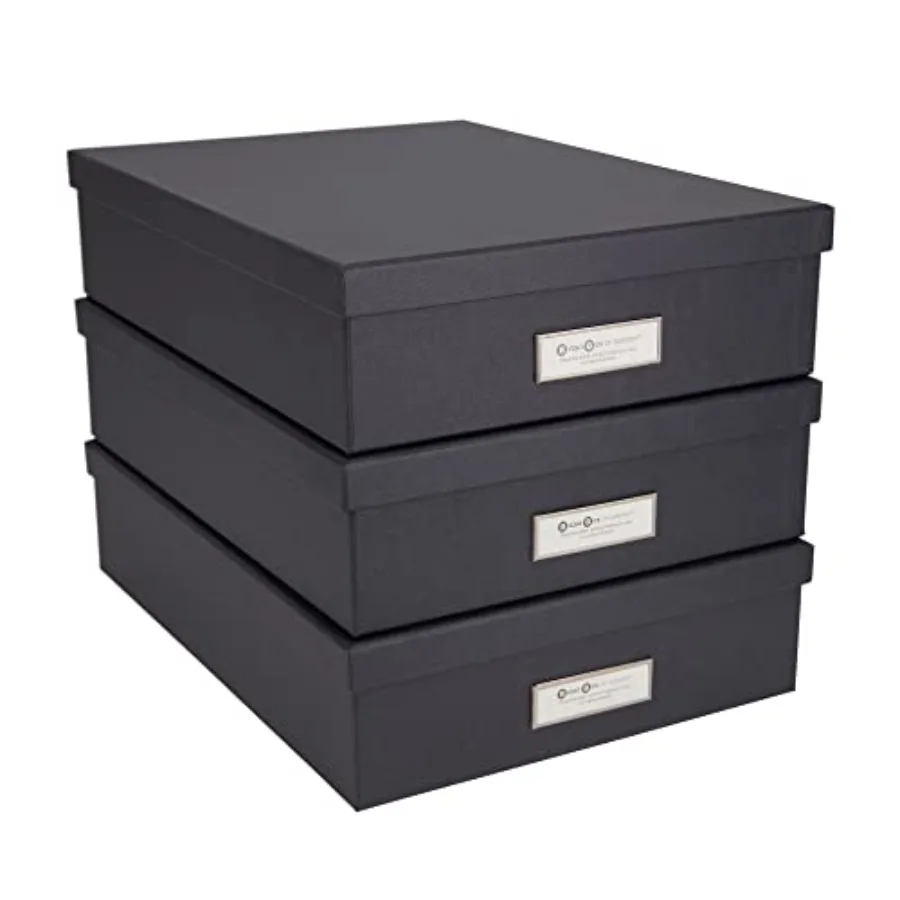 

Bigso Oskar Fiberboard Label Frame Document Letter Box - File Organizer Box for Important Paperwork - Document Storage with a L