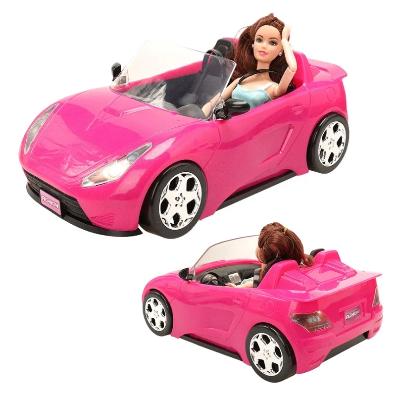 61 pezzi Set Cool 2 posti veicolo auto rosa con eleganti vestiti da viaggio e accessori per bambole giocattoli regalo per bambini per 3 + anni