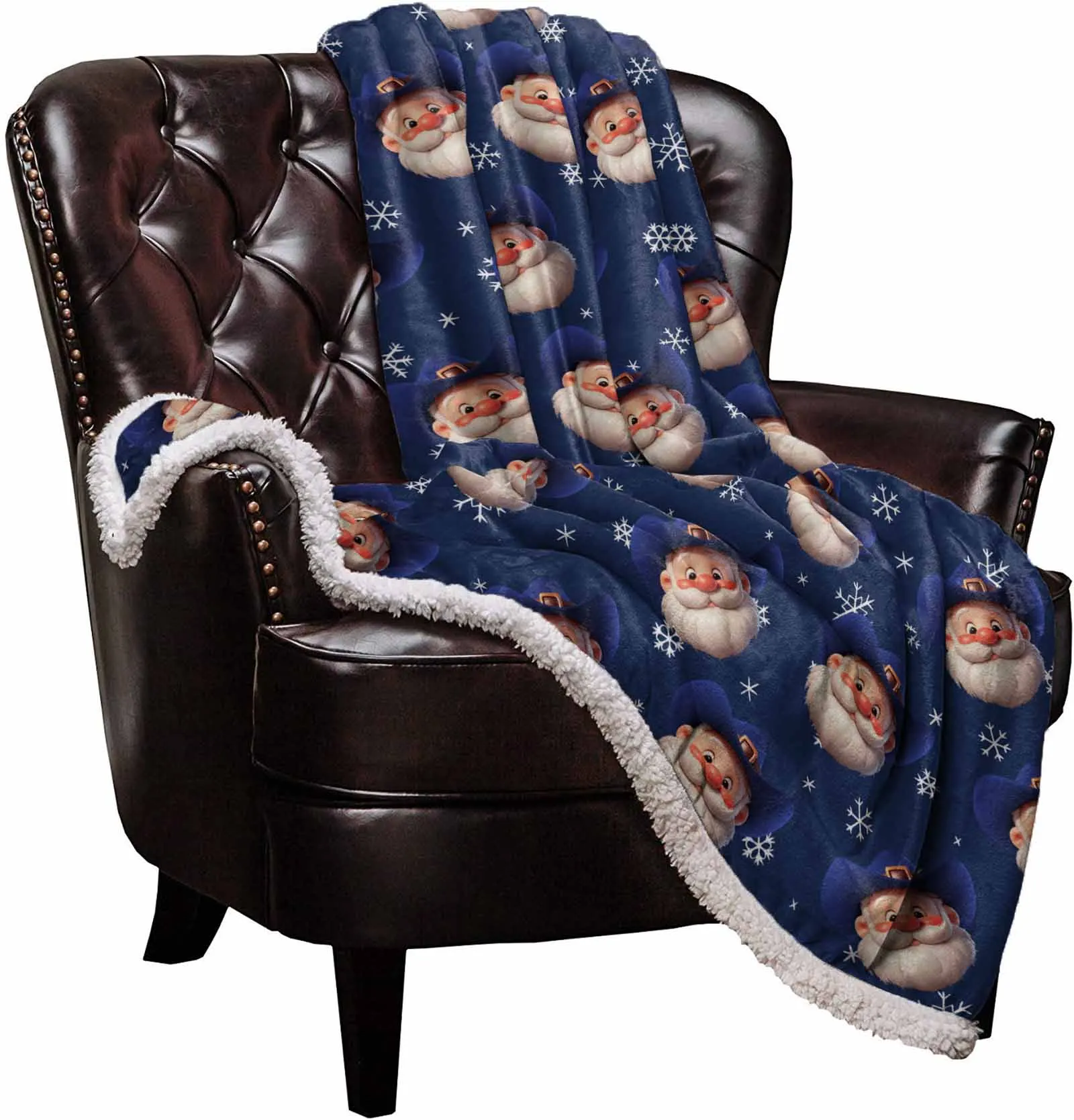 Western Christmas Cowboy Santa Claus Cashmere Blanket Warm Winter Soft Throw Blankets For Beds Sofa Wool Blanket Bedspread