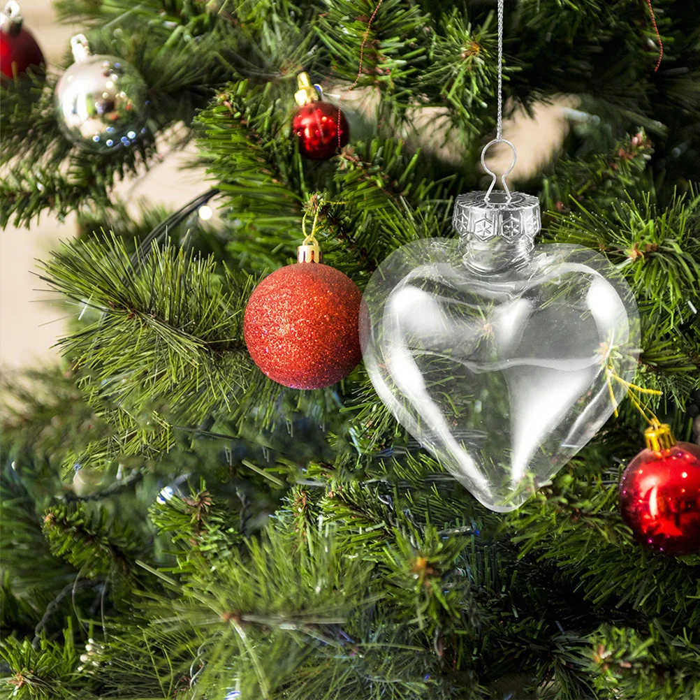 

10Pcs Clear Heart Shape Christmas Ornaments Fillable Plastic Balls Hanging Baubles for Tree Decor DIY Crafts Glass Hearts