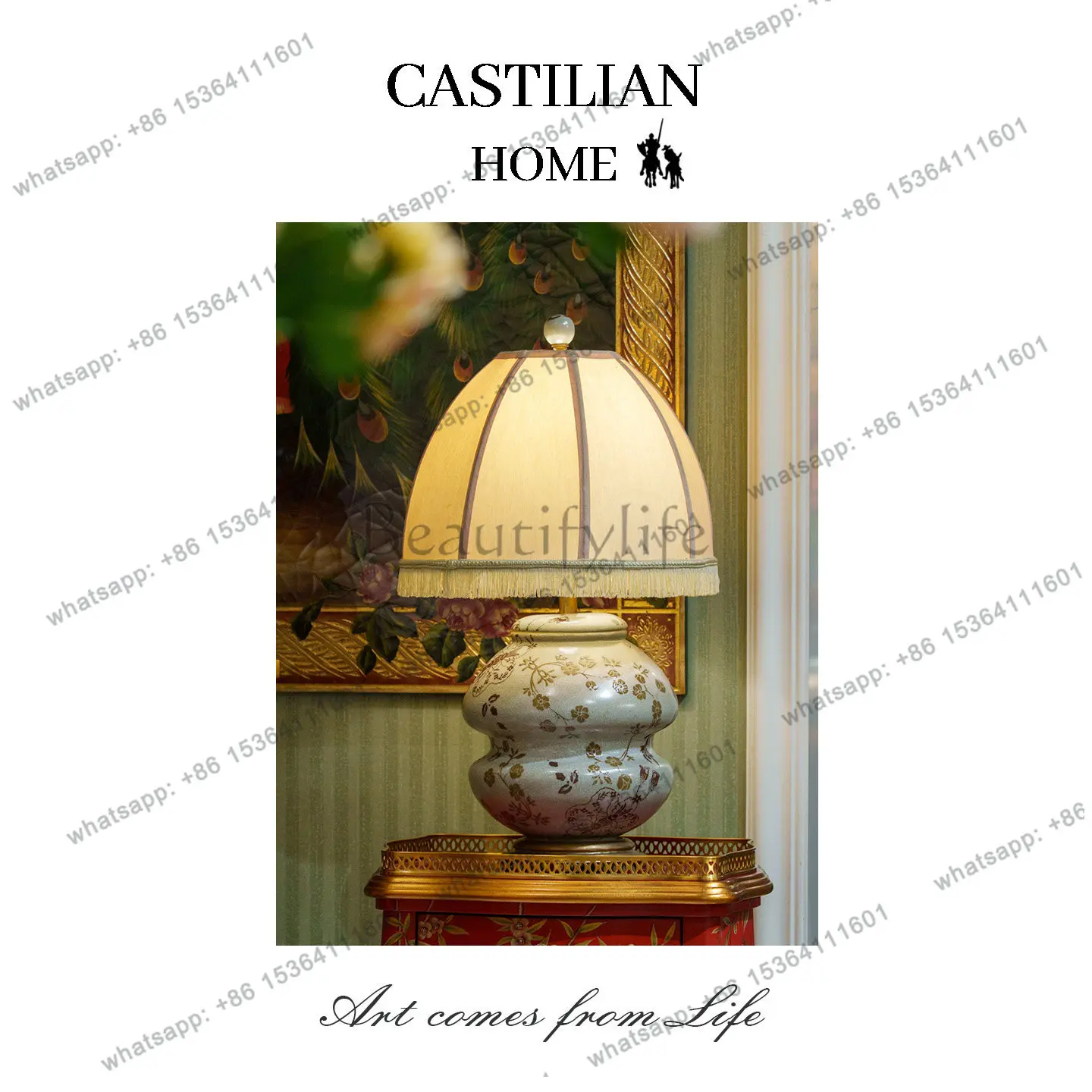 HOT French retro style ceramic table lamp living room Xuan, atmosphere decorative lamp ornament 50010