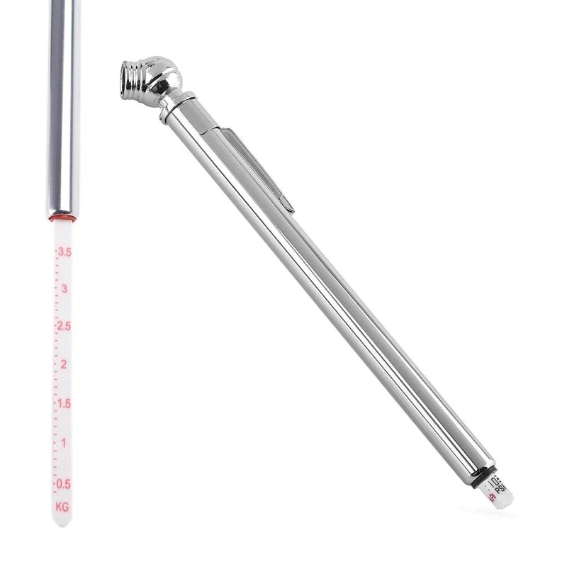 Pencil Tire Pressure Gauge Accurate Mechanical Air Gage Stainless Steel Stem