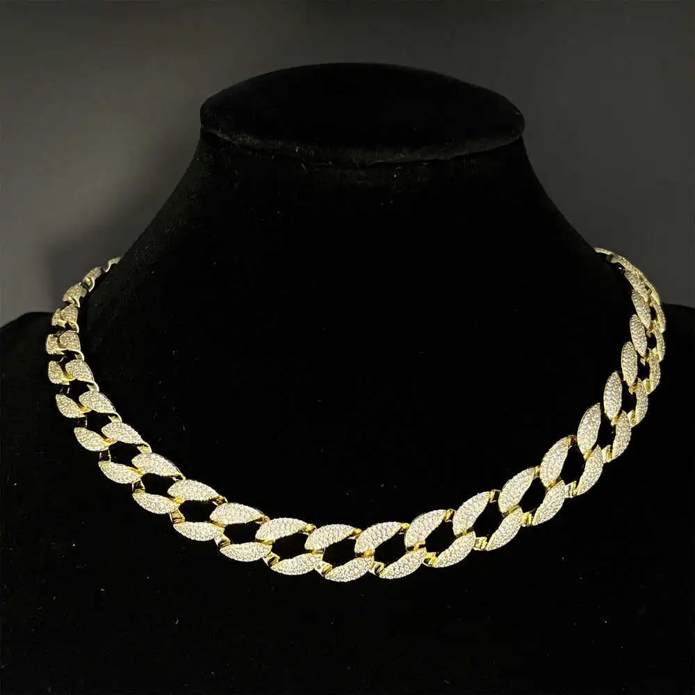 Cuban Link Chain 925 Sterling Silver 18k Gold Plated Vvs Color d White Moissanite Chain Necklace