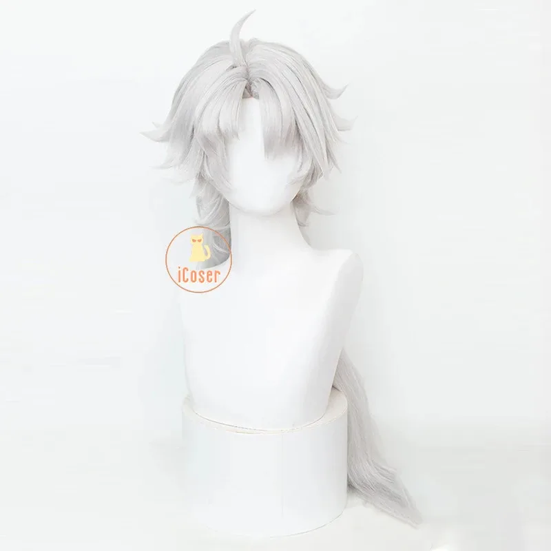 Wuthering Waves-Lingyang Cosplay Wig for Men and Women, 80cm Long Gray Hair, Liondance, Troupe Glocio, Natural Resonator, Jinzho