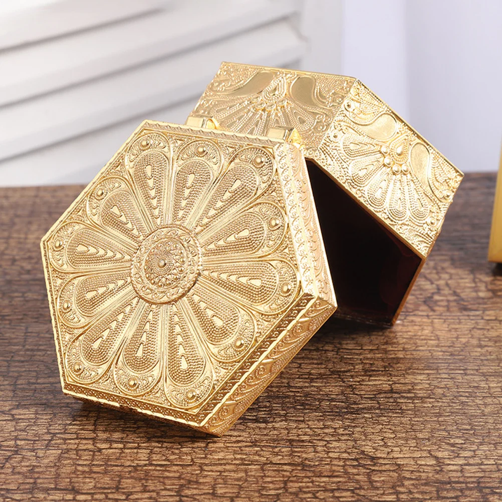 Hexagonal Jewelry Box Vintage Portable Jewelry Organizer Case Storage for Rings Earrings Necklaces Travel Trinket Box